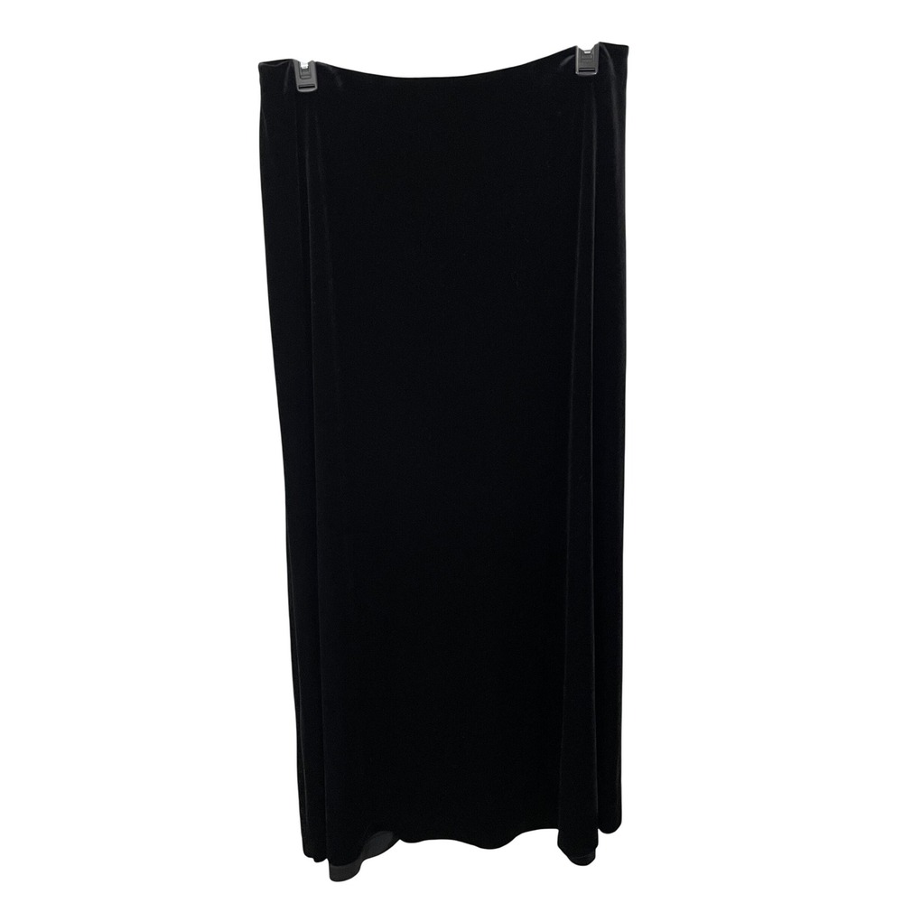 Alex‎ Evenings Black Velvet Maxi Skirt Plus Size 1X Hidden Zipper Elastic Waist